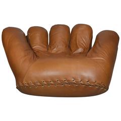 Vintage Joe Baseball Glove Lounge Chair in Anilin Leather