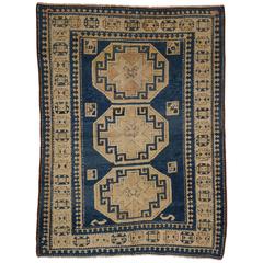 Vintage Turkish Blue Kazak Rug with Modern Tribal Style