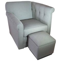 American Art Deco Modernage Asymmetrical Chair and Ottoman 1