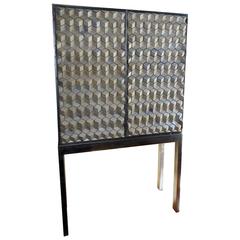 Artisan Crafted Iron Framed & Ceramic Three Dimensional Design Cabinet on Stand 11