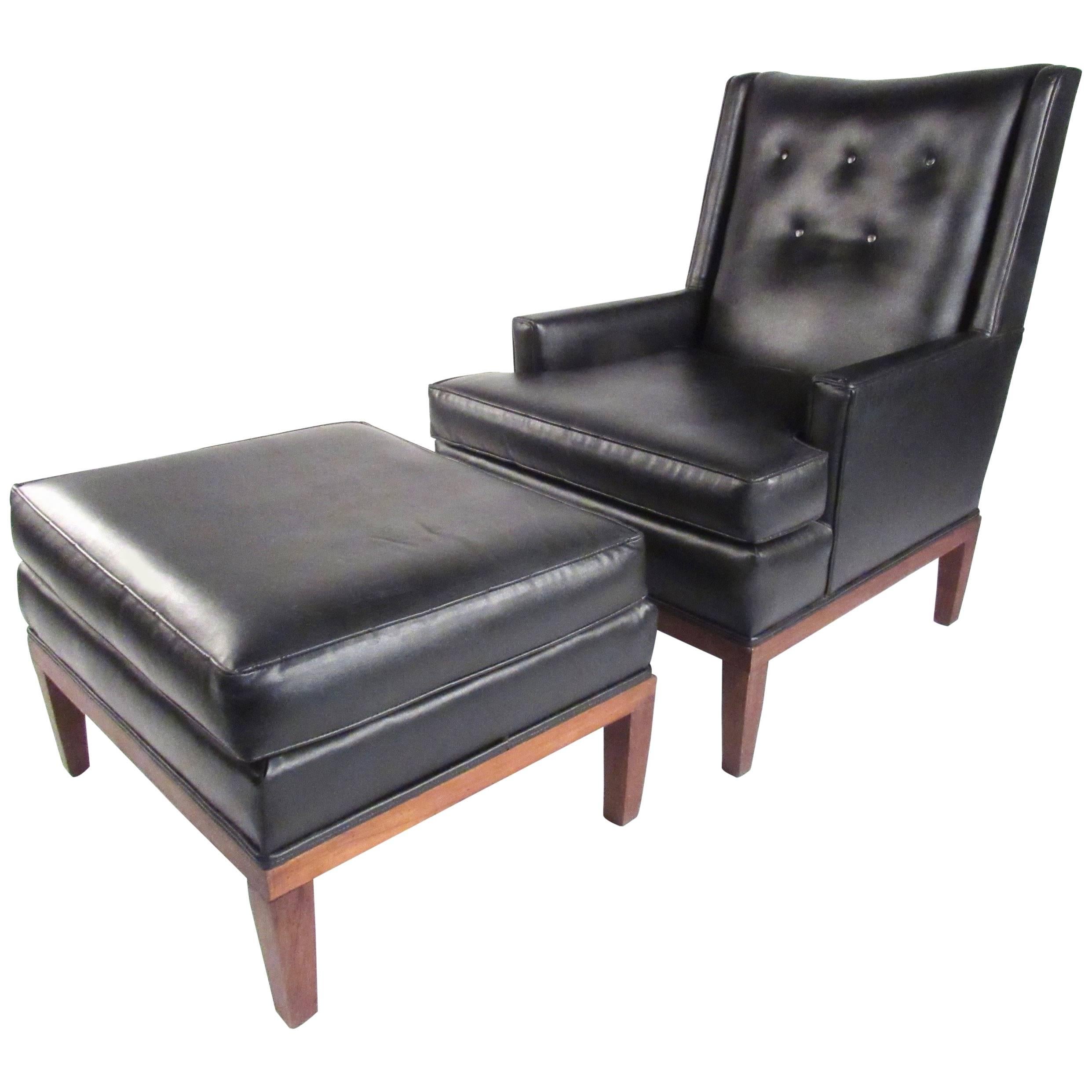 Mid-Century Modern Lounge Chair with Ottoman