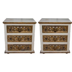 Pair of Italian White and Parcel-Gilt Chests