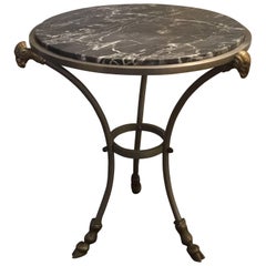 Neoclassic Style Marble Table with Rams Head and Hoof Detail