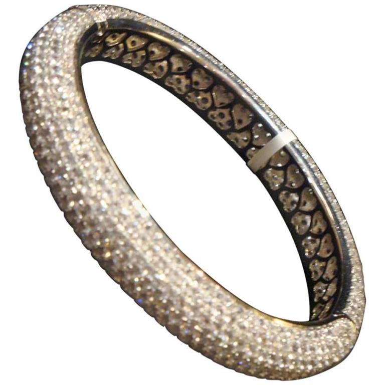 Rare Glittering White Sapphire Cluster Cuff Bangle ...