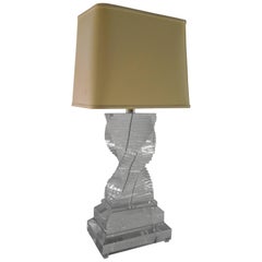 Monumental 1970s Stacked Lucite Table Lamp
