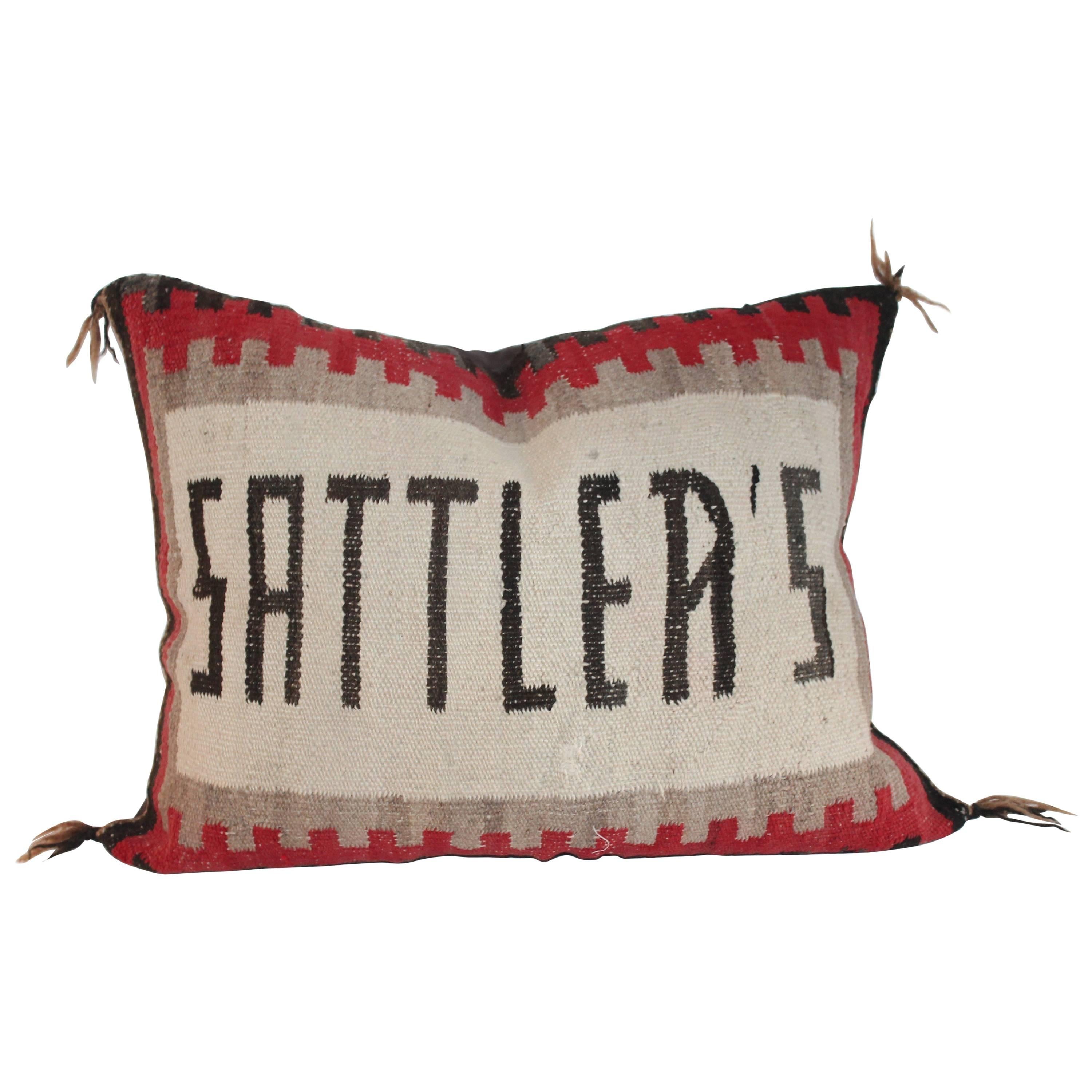 Amazing Navajo Weaving Pillow with Sattler's Name