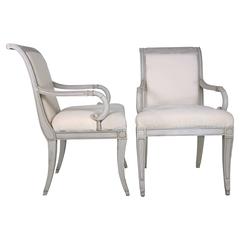 Pair of Swedish Gustavian Armchairs  19th century