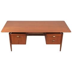 Finn Juhl Teak Executive Desk with Floating Top