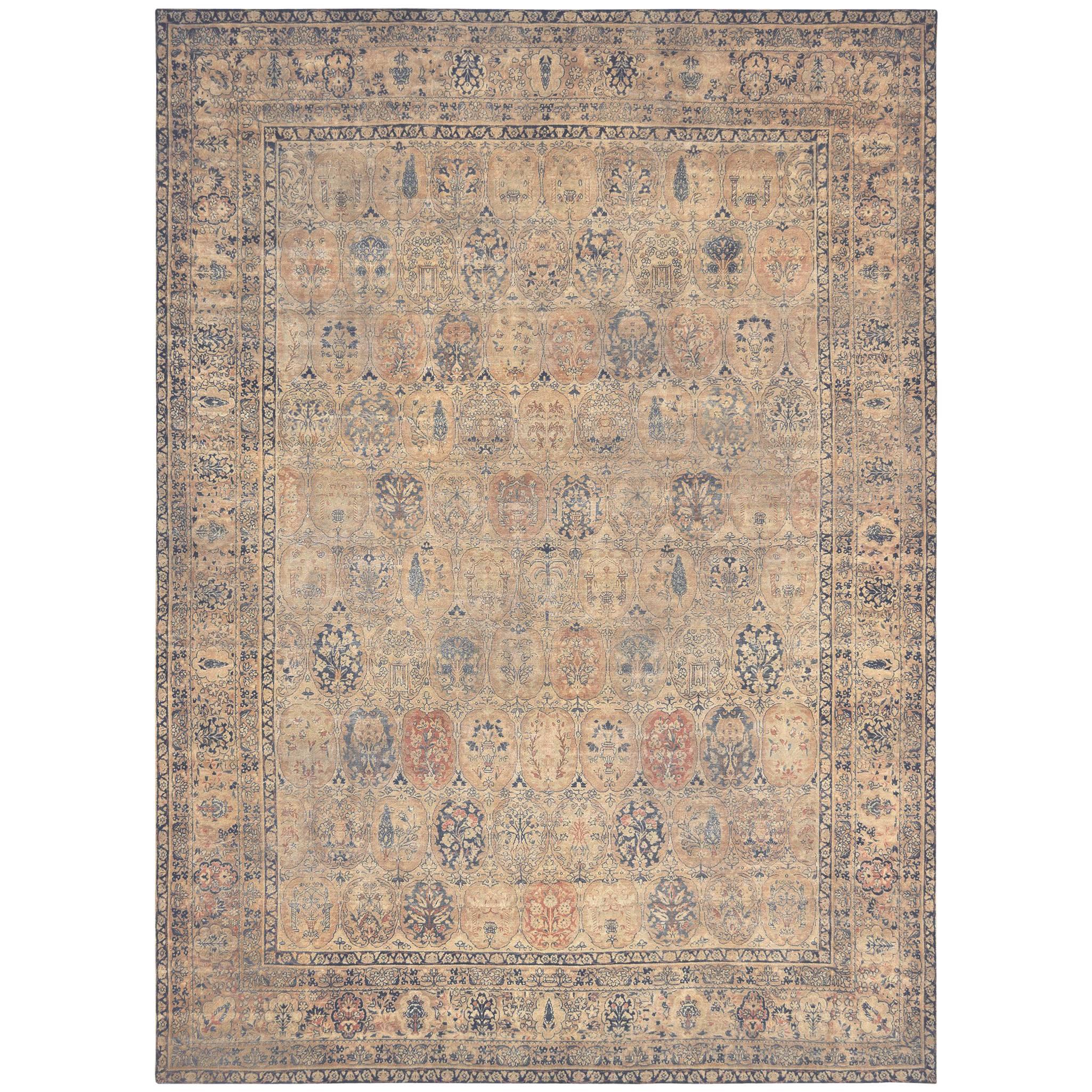 Late 19th Century Hand-woven Wool Kerman Rug from Persia For Sale