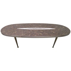Classic Mid-Century Tile Mosaic Top Oval Coffee Table