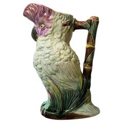 Whimsical Majolica Parrot Pitcher