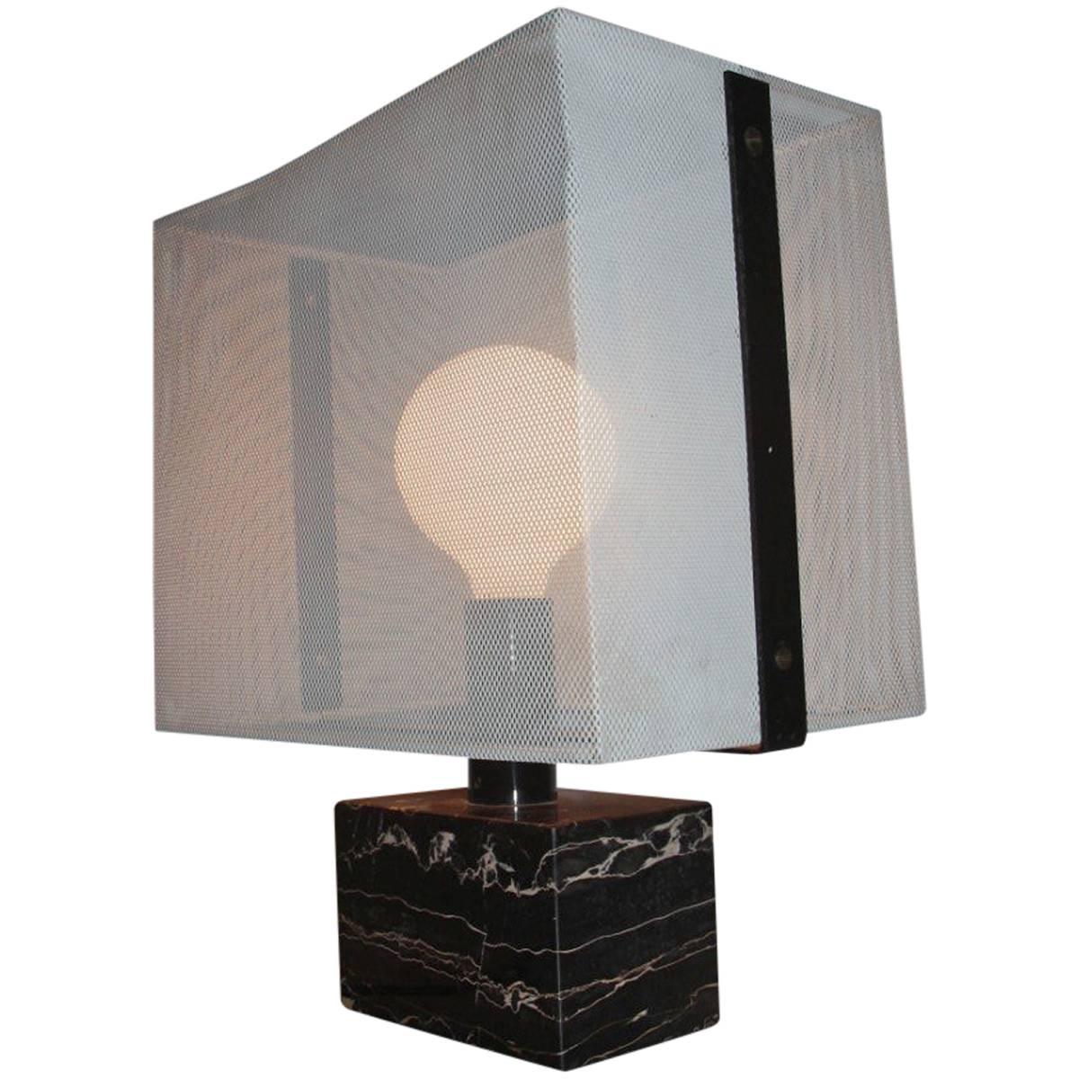Minimal and Chic Design Lamperti Table Lamp 1960 Portoro Marble 
