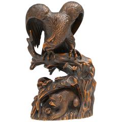 Eagle and Monkeys Boxwood Sculpture