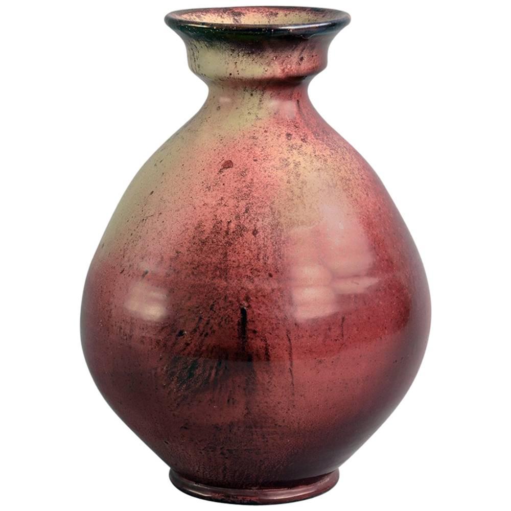 Vase with Red and Cream Glaze by Herman Kahler Keramik, 1920s-1930s For Sale