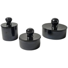 Set of Three Ceramic Boxes Signed by Dalo Set of Three Ceramic Boxes Signed by Dalo