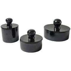 Set of Three Ceramic Boxes Signed by Dalo 2