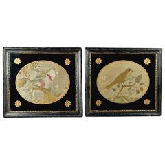 18th Century Silk and Needlework Birds Picture Georgian Period circa 1780, Pair 8