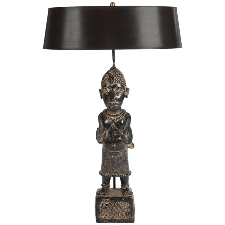 MidCentury Black Tribal African Table Lamp Purpose Built Construction