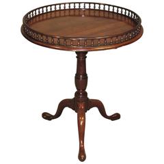 Chippendale Period Mahogany Spindle Galleried Tripod Table 12