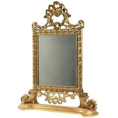Mid-18th Century Italian Hand-Carved Giltwood Front Top Mirror, circa 1740