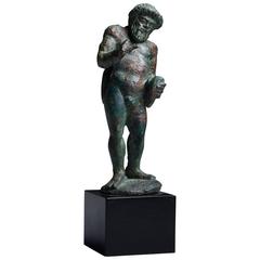 Antique Etruscan Bronze Statuette of a Drunk Satyr, 450 BC