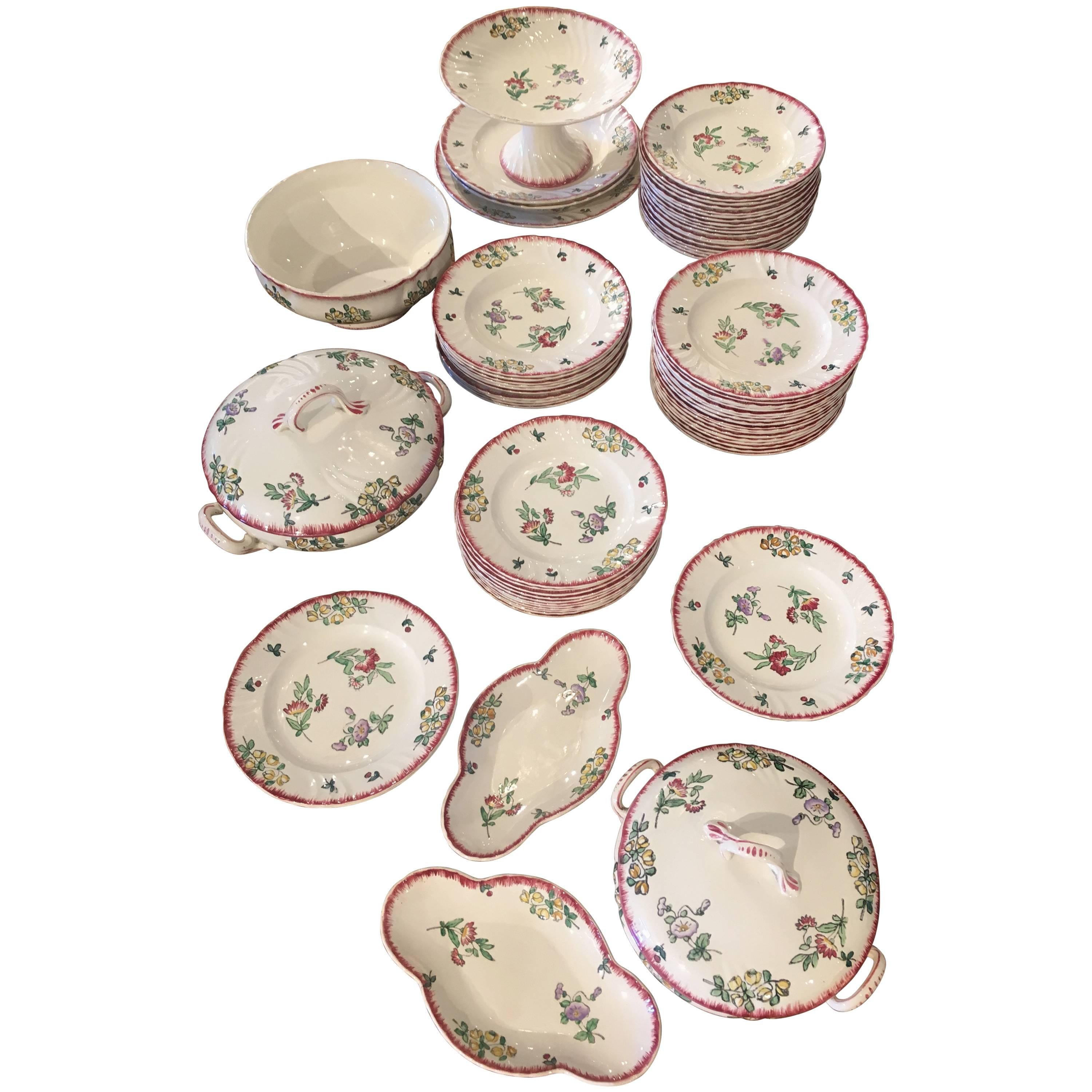 71-Piece Longwy Floral Crockery Set