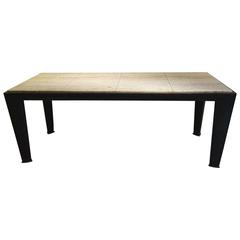 Travertine and Wood Dining Room Table by Osvaldo Borsani