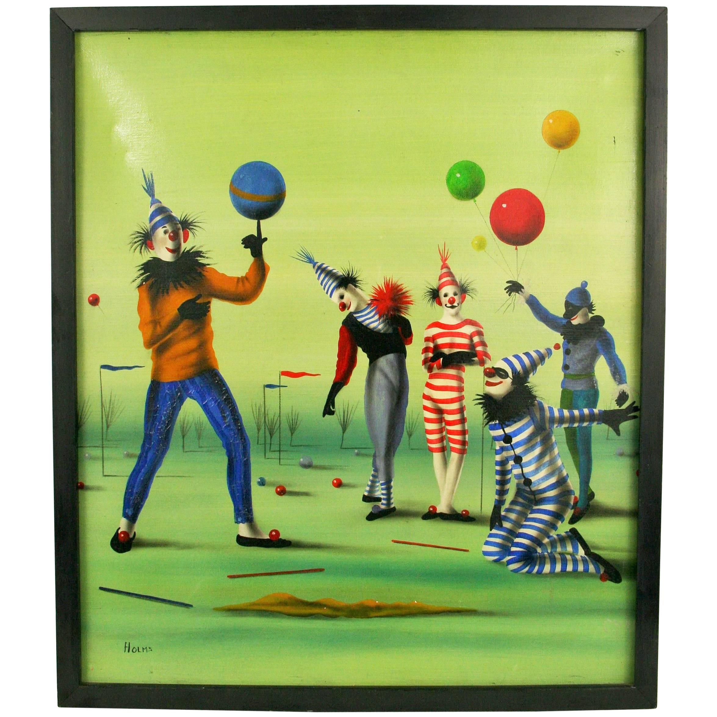 Surreal Circus Clowns Figurative Painting