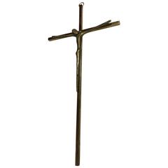 Vintage Mid-Century Solid Brass Crucifix