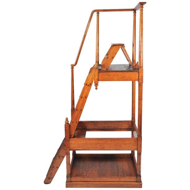 Superb 19th Century Large Oak Library Steps For Sale at 1stDibs ...