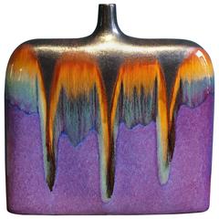 Mid-Century Large Ceramic Vase with Multicolured Glazing
