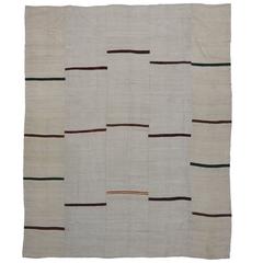 Minimalist Style Ivory Kilim Rug with Modern Stripes 1