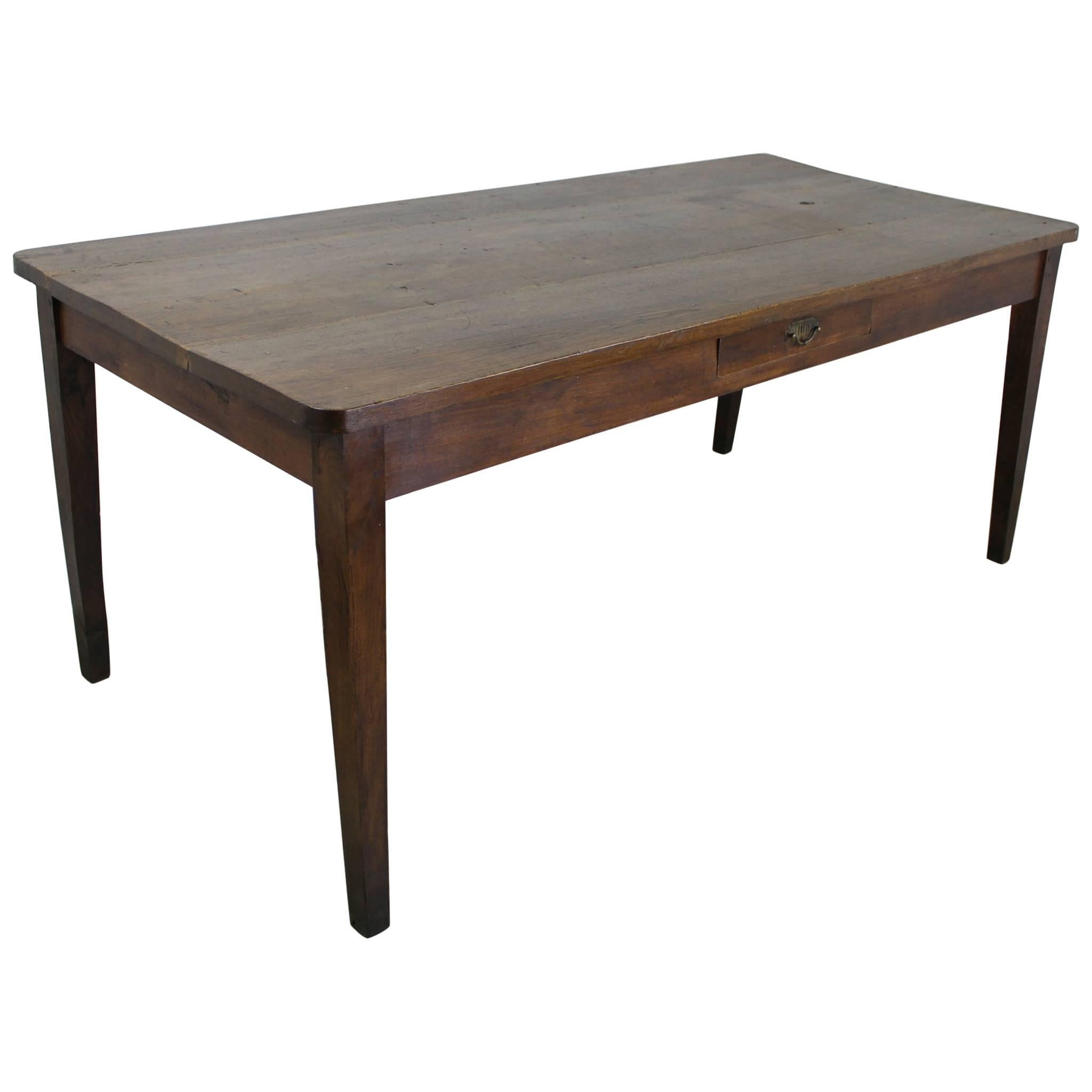 Antique French Thick Top Oak Farm Table