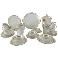 Limoges Mid-Century Modernist Gold Banded Porcelain Coffee Service 12
