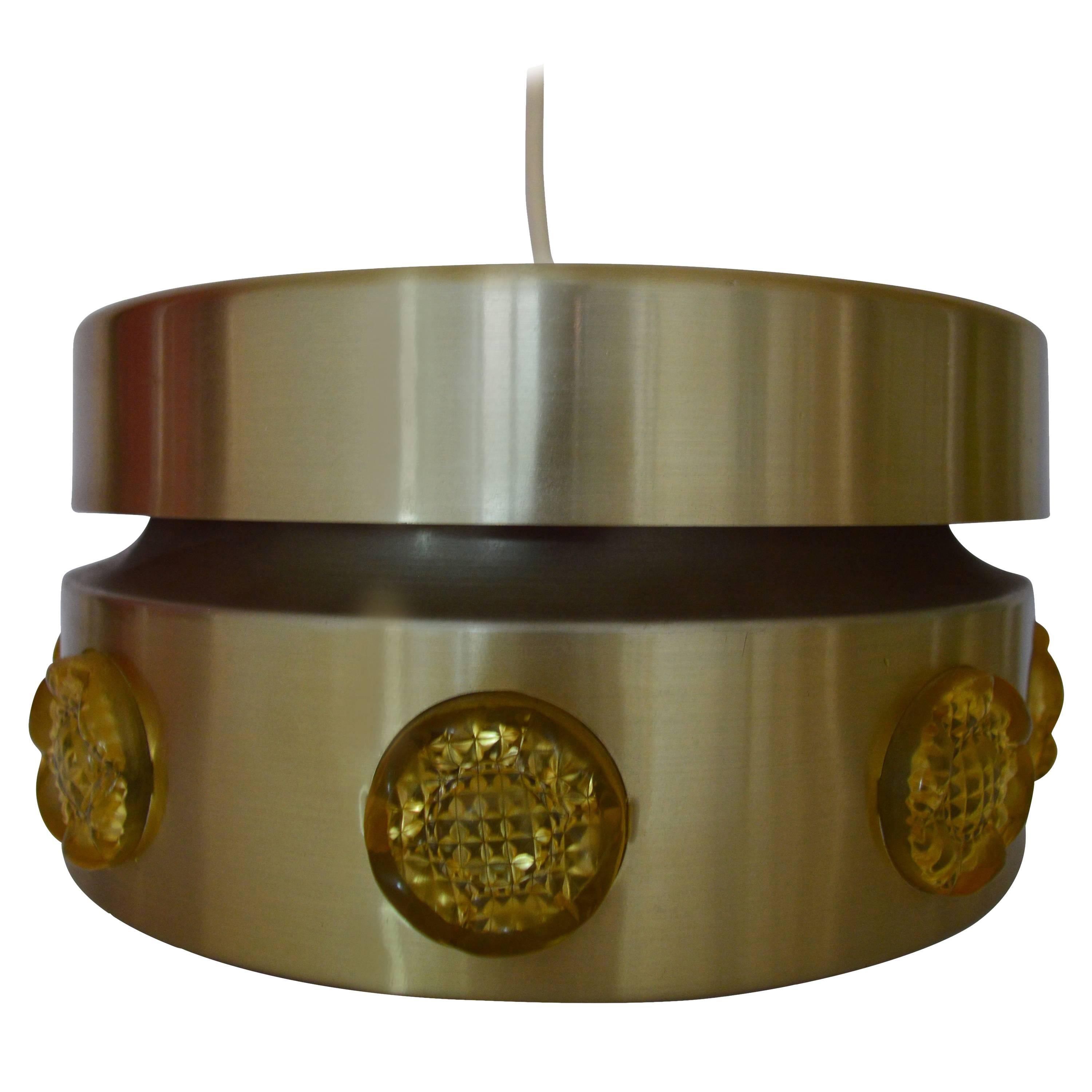 Lampe à suspension mi-siècle en métal et cristal de Vitrika