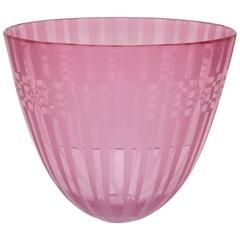 Artisan Glass Vase by Renetti Studio, Acid Etched in a Violet Coloration 3