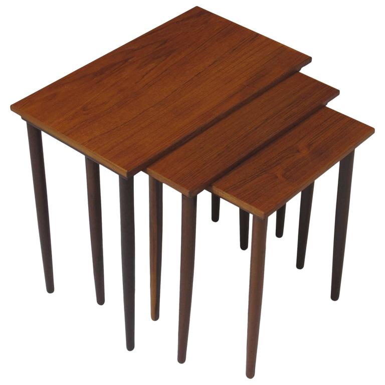 Danish Teak Nesting Side Tables For Sale at 1stdibs