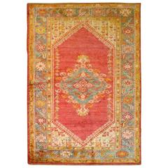 Antique Angora Oushak Throw Rug 9