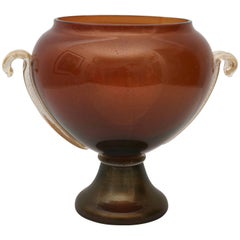 Murano Glass Vase Cognac and Gold Coloration