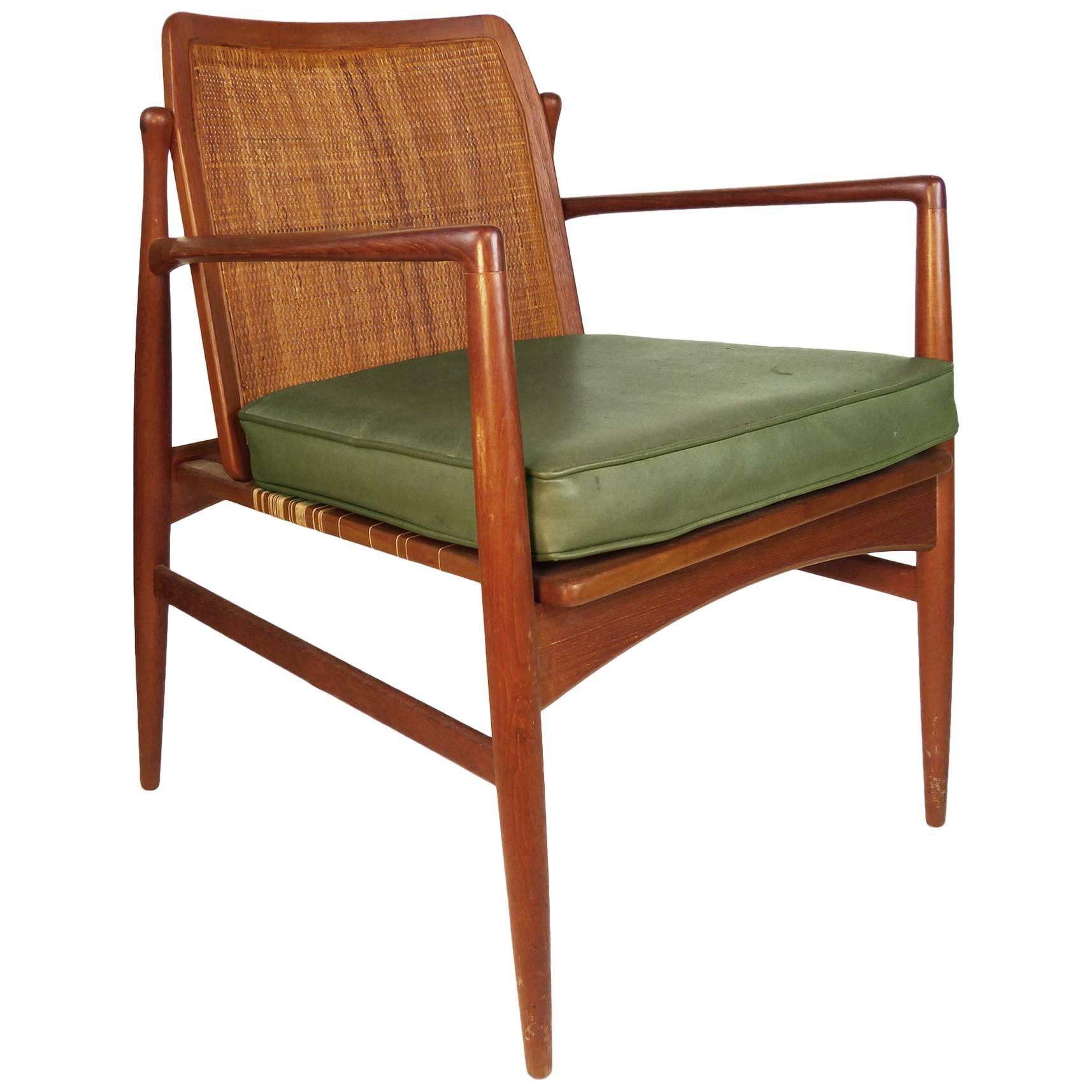 Caned Side Chair by Ib-Kofod Larsen, circa 1960 For Sale
