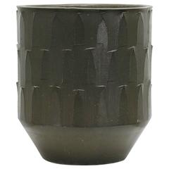 David Cressey 'Ribbed' Design Ceramic Planter, Glazed Dark Olive, 1960s