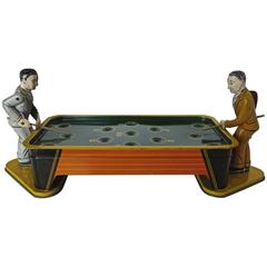 Vintage "Two Pool Players" Tin Windup Toy, American, circa 1950