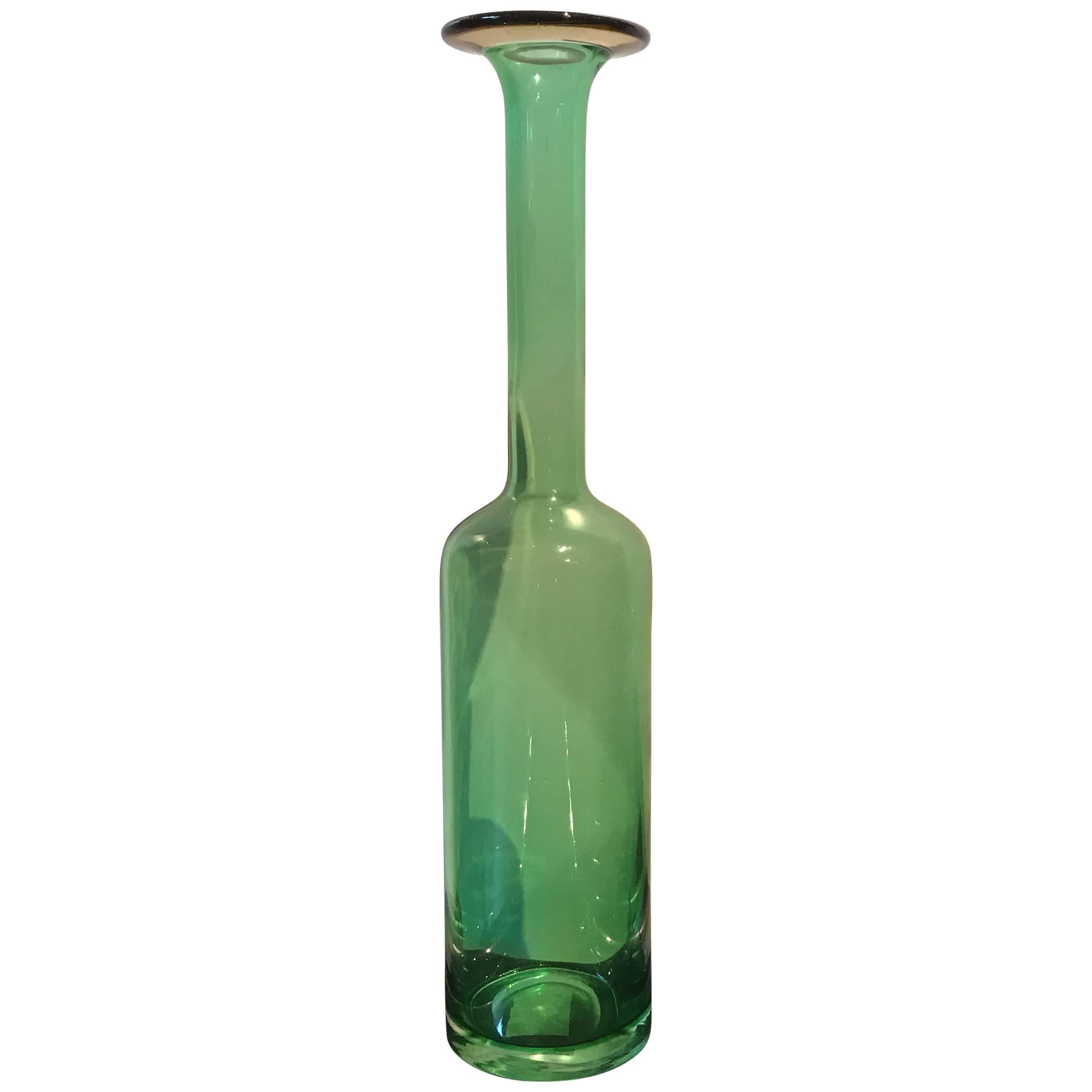 Glass Bottle Vase Attributed to Kastrup Holmegaard For Sale