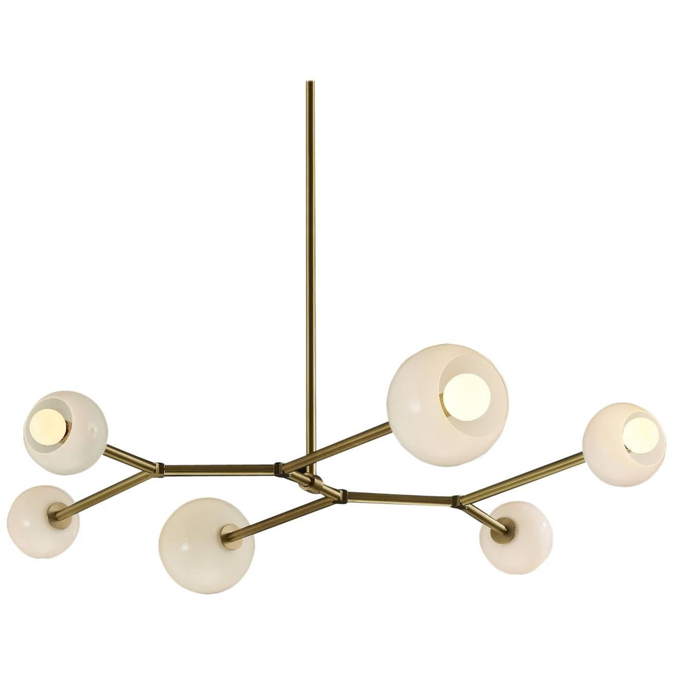 Mode Brass and Blown Glass Made-to-Order Chandelier 
