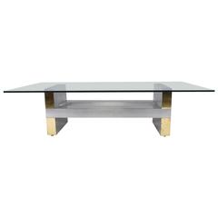 Mid-Century Brass and Chrome Coffee Table in the Manner of Paul Evans 12