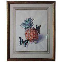 Watercolor of Pineapple and Butterflies 4