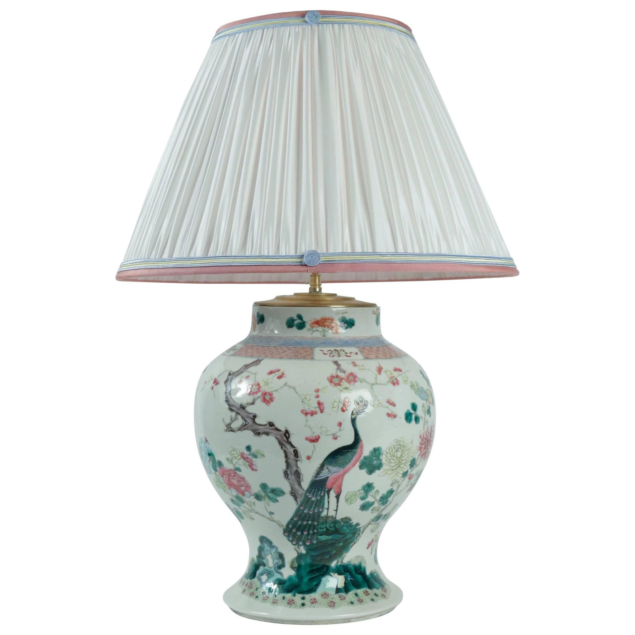 Late 19th Century Chinese Covered Jar Lamp, circa 1880
