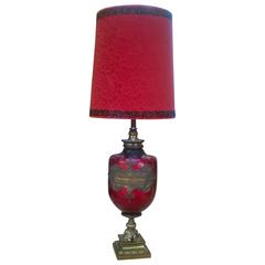 Vintage Large Red Glass Bodied Ornamental Table Lamp