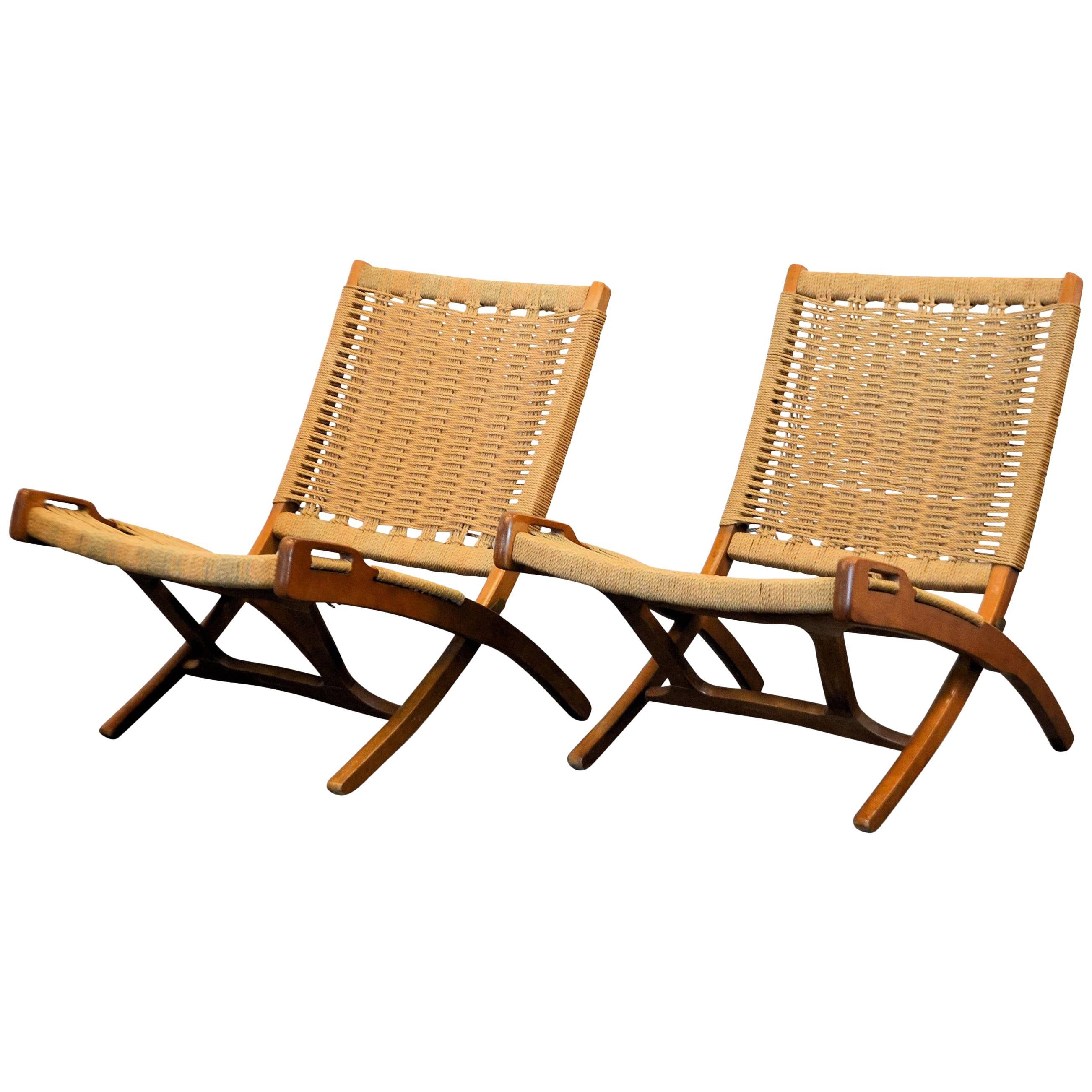 Ebert Wels Rope Folding Chairs Set of Two For Sale