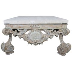 Louis XV Style Coffee Table with Limestone Top